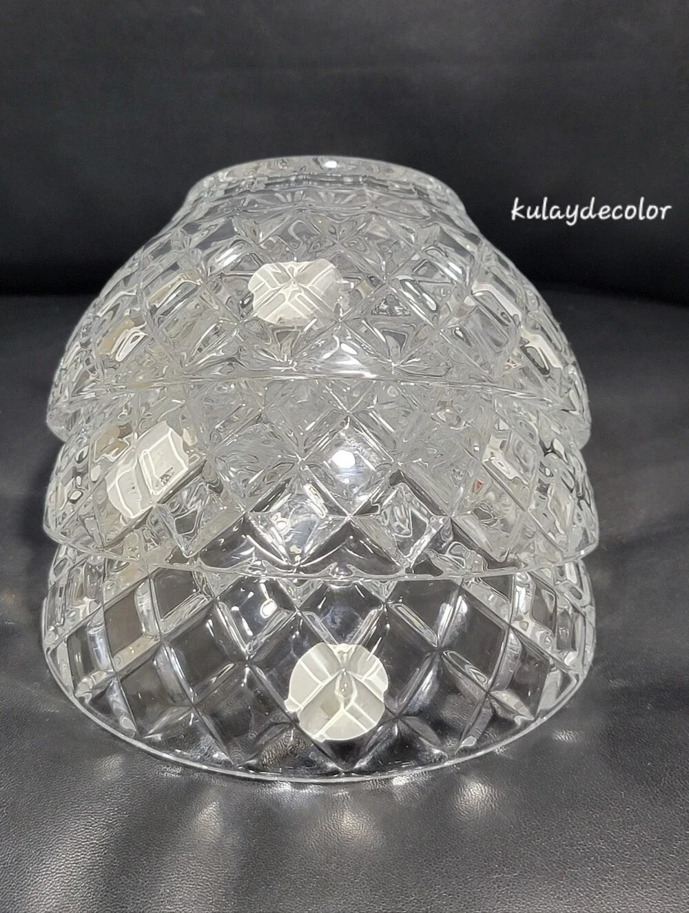 Lenox Fine Crystal Dessert Bowls Set of 3 Starburst Base Diamond Cut Pattern 5